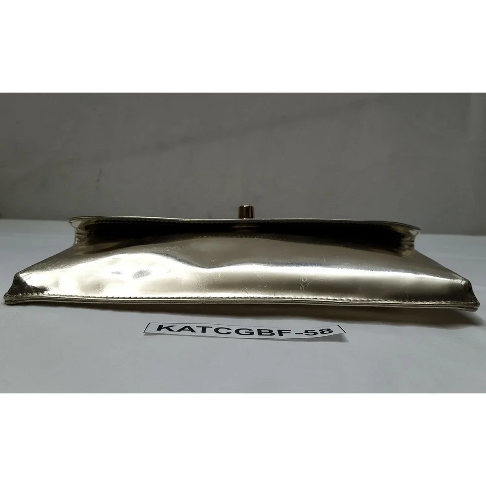 HOBO International Metallic Gold Leather Turnlock Closure Credit Card Wallet